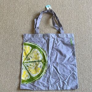 Purple Tote Bag with Lime Print